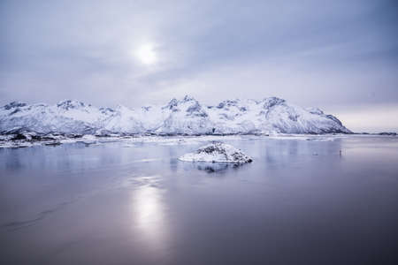 norway fjord in lofoten icelandの写真素材