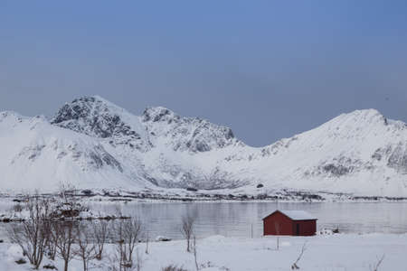 norway fjord in lofoten icelandの写真素材