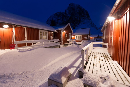 artic night at lofoten islandの写真素材