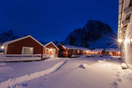 artic night at lofoten islandの写真素材