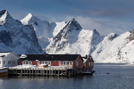 cottages on the sea during winter timeの写真素材