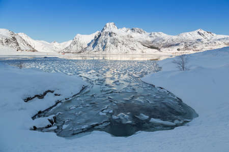 lofoten island during winter timeの写真素材