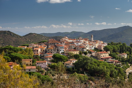 village on the top of the hillの写真素材