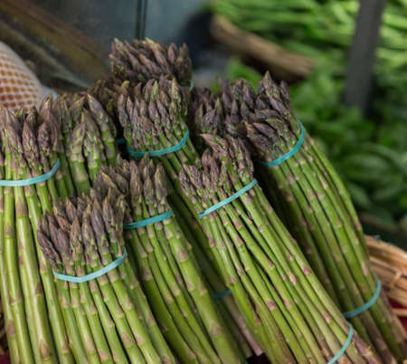 fresh asparagus in the marketの写真素材