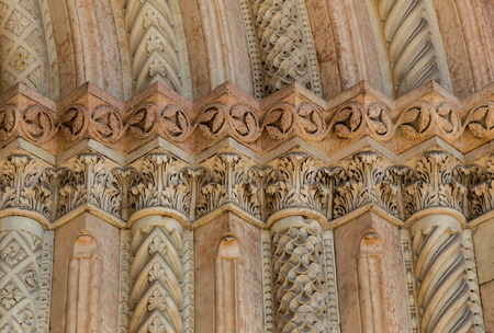 handmade decoration in stone columnの写真素材