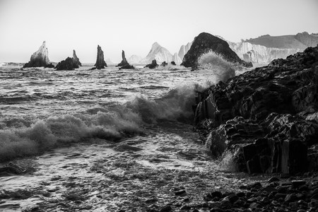 Playa de Gueirua, asturia, spainの写真素材