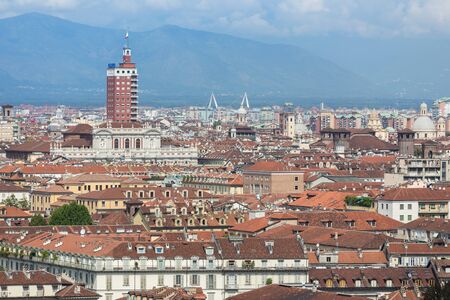 looking roofs of Turin cityscapeの写真素材