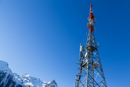 communication technology on the top og the mountainの写真素材