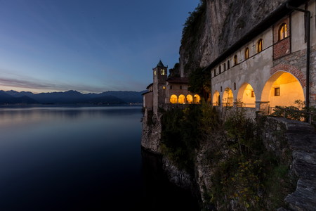 Santa caterina del sasso monastery, Varese, Italyの写真素材