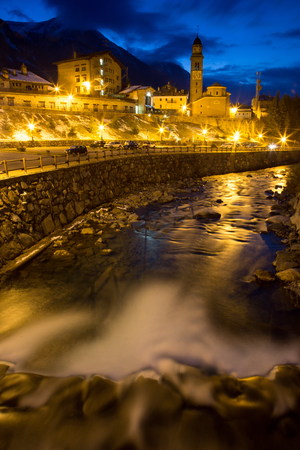 Cogne by night, Valle d'Aosta, Italyの写真素材