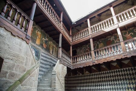 inside a medieval castle courtyardのeditorial素材
