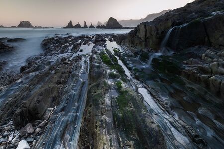 Playa de Gueirua, asturia, spainの写真素材