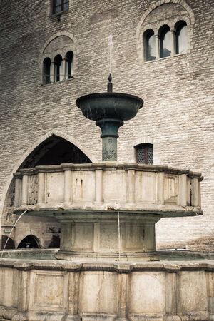 Main square In Fabriano town, Italyの写真素材