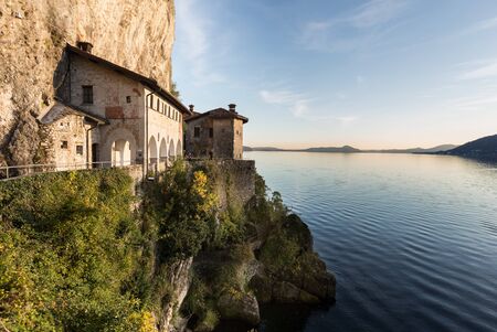 Santa caterina del sasso monastery, Varese, Italyの写真素材