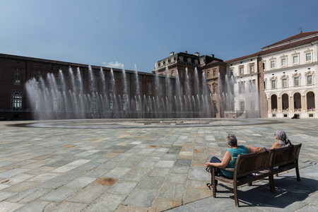 VENARIA, ITALY-JULY 27, 2016: Reggia of Venaria Reale, former royal residence of the Savoy family, today a museum with beautiful outdoor gardens, in Venaria.のeditorial素材