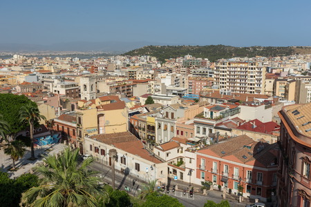 Cagliari panoramic view doring sunset timeのeditorial素材