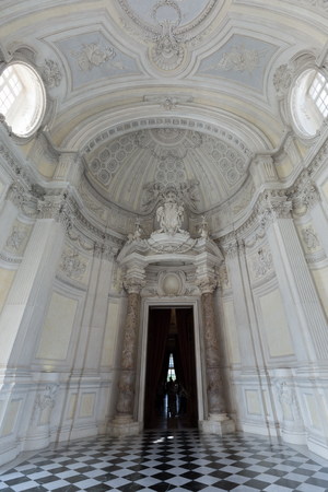 VENARIA, ITALY-JULY 27, 2016: Reggia of Venaria Reale. View of Galleria di Diana in Venaria Royal Palace, close to Torino,のeditorial素材