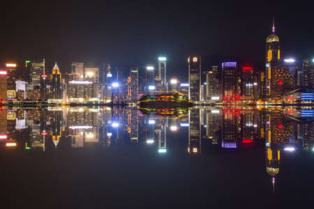 Illuminated hong kong during nightのeditorial素材