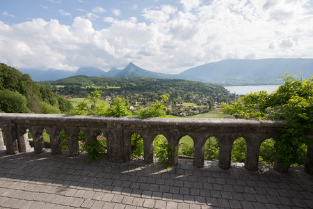 Annecy lake panoramic view, Franceの写真素材