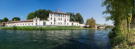 farm house along navilio canal, Lombardia, Italyのeditorial素材
