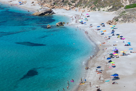 paradisiac beach in San Giovanni in Sinis, Sardiniaの写真素材