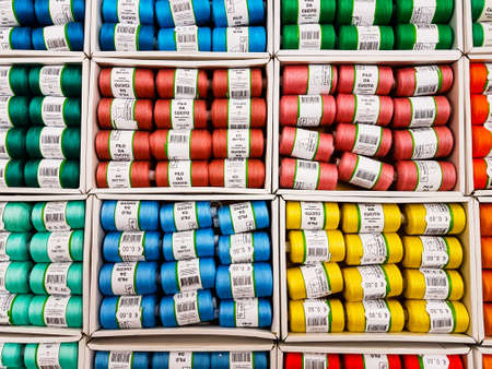 Multicolor sewing stringsの写真素材