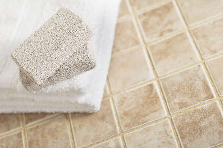 Spa display in a brightly lit bathroom setting.の写真素材