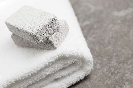 Spa display against a gray stone background.の写真素材