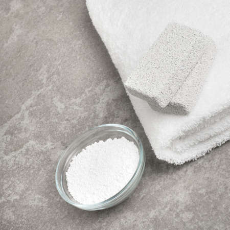 Spa display against a gray stone background.の写真素材