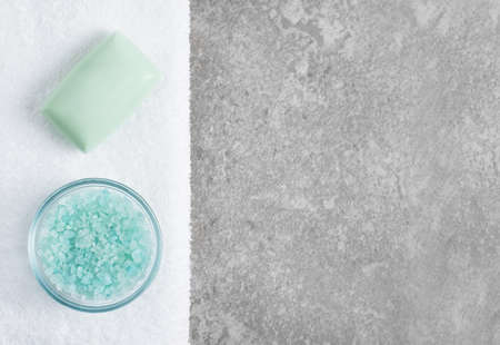 Spa display on top of a granite stone background.の写真素材