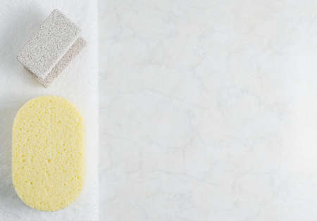 Spa display on top of a white marble background.の写真素材