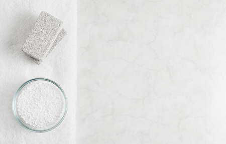 Spa display on top of a white marble background.の写真素材