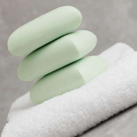 Spa display against a ganite stone backdrop.の写真素材