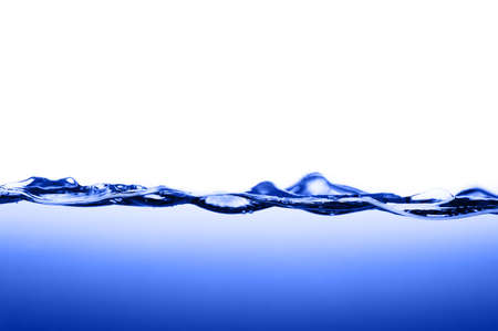 Crisp, clear, blue water photographed against white.