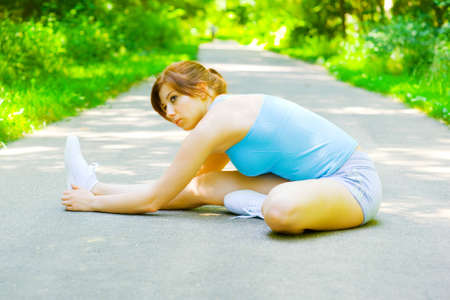 Young woman exercising, from a complete series of photos.