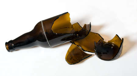Wreck of broken brown bottle of bearの写真素材