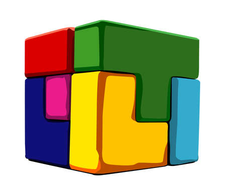There is puzzle cube of various shapesのイラスト素材
