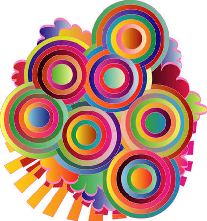 Abstract circles from various colors with sunny backgroundのイラスト素材