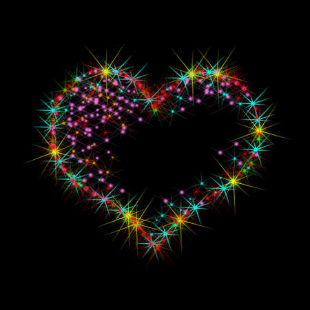 Abstract picture from colorful stars, heart shapeの写真素材