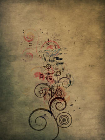 An abstract colorful ornaments like flower on grunge backgroundの写真素材