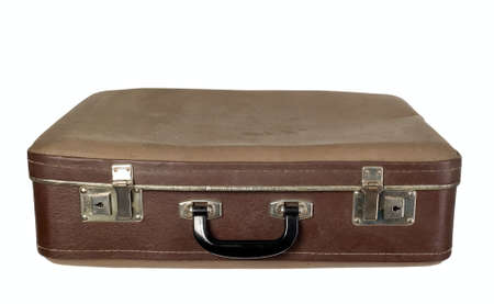 Antique brown trunk on white background, travel conceptの写真素材