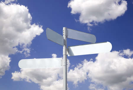 There are four roadway arrows with nature backgroundの写真素材