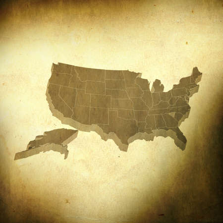 There is a map of USA on grunge paper backgroundの写真素材