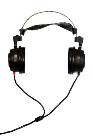 Black headphones on white background, music themeの写真素材