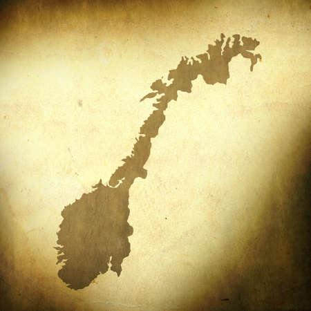 There is a map of Norway on grunge paper backgroundの写真素材