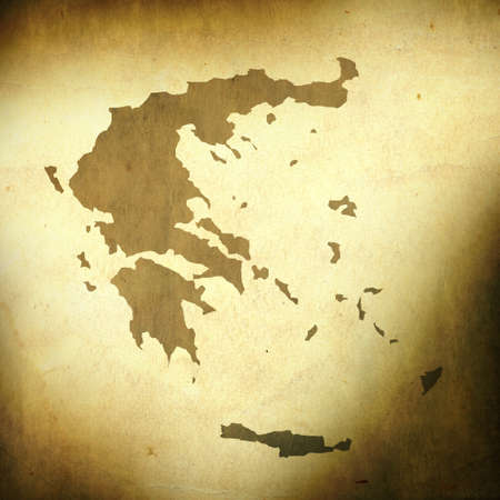 There is a map of Greece on grunge paper backgroundの写真素材