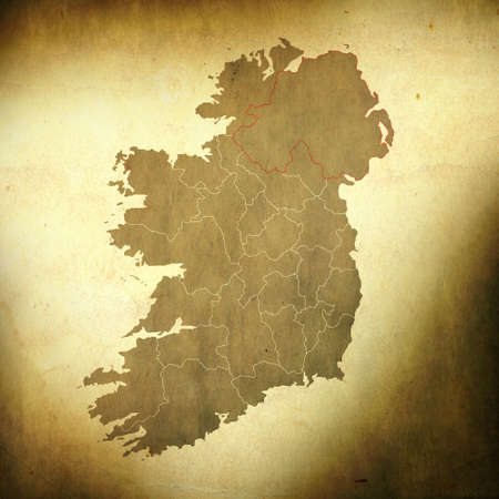 There is a map of Ireland on grunge paper backgroundの写真素材