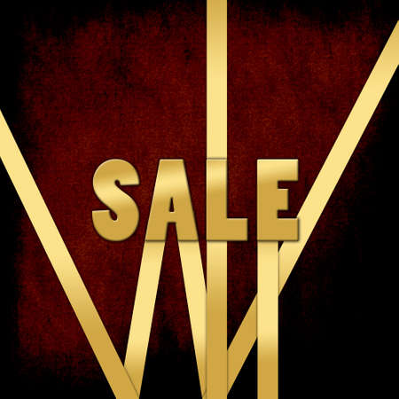 Golden color word sale on grunge background with linesの写真素材