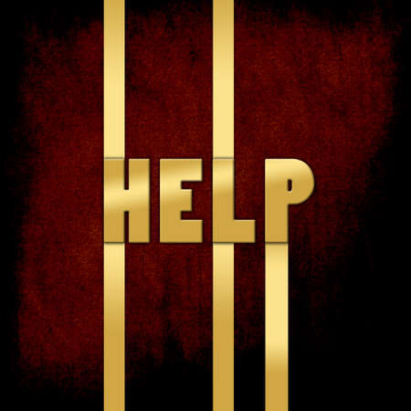 Golden color word help on grunge background with linesの写真素材
