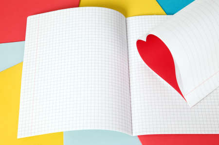 Book with opened pages and shape of heartの写真素材